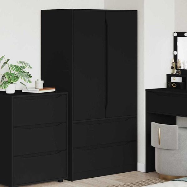 vidaXL Cabinet de salle de bain avec tiroir Noir 79,5 x 49 x 156 cm