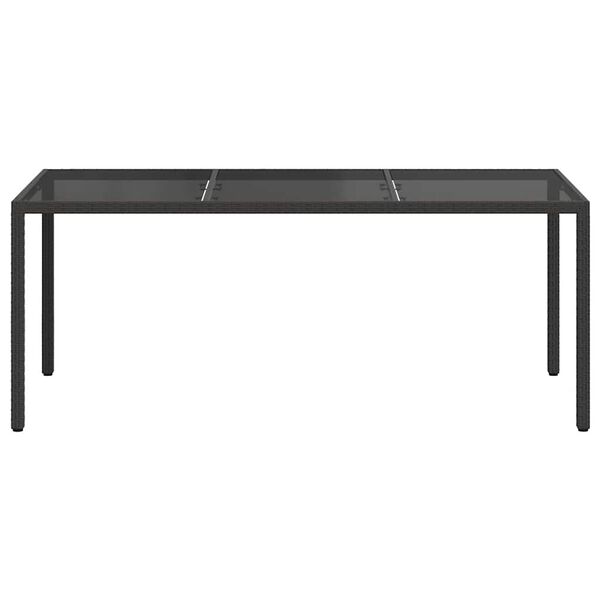 vidaXL Table de jardin Noir 190x90x75 cm Verre trempé/résine tressée