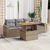 vidaXL Salon de jardin avec coussins 5 pcs beige r&eacute;sine tress&eacute;e