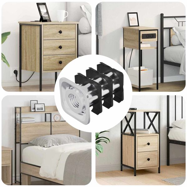 vidaXL Insert de tube filet&eacute; 12 pcs Noir et argent Acier galvanis&eacute;