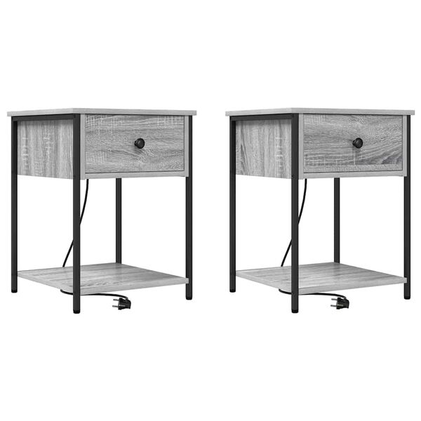 vidaXL Cabinet de chevet avec tiroir 2 pcs Gris Sonoma 42 x 41 x 56 cm
