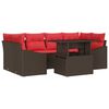 vidaXL Ensemble de canap&eacute; de jardin 7 pc Marron et rouge Poly rotin