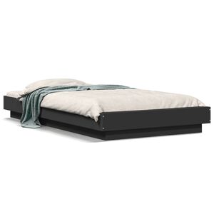 vidaXL Cadre de lit avec lumi&egrave;res LED sans matelas noir 75x190 cm