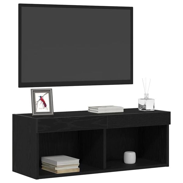 vidaXL Ensemble meuble TV Ch&ecirc;ne noir 80 x 30 x 30 cm Bois d'ing&eacute;nierie