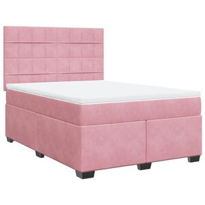 vidaXL Sommier &agrave; lattes de lit avec matelas Rose 160x200 cm Velours