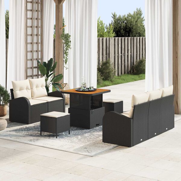 vidaXL Ensemble de canapé de jardin 8 pcs Noir polyrotin