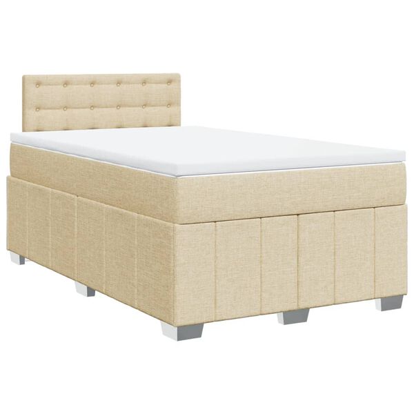 vidaXL Sommier &agrave; lattes de lit avec matelas cr&egrave;me 120x190 cm tissu
