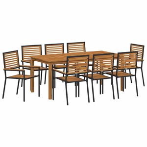 vidaXL Ensemble de salle &agrave; manger pour jardin 9 pc Noir