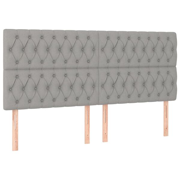 vidaXL T&ecirc;te de lit &agrave; LED Gris clair 180x7x118/128 cm Tissu