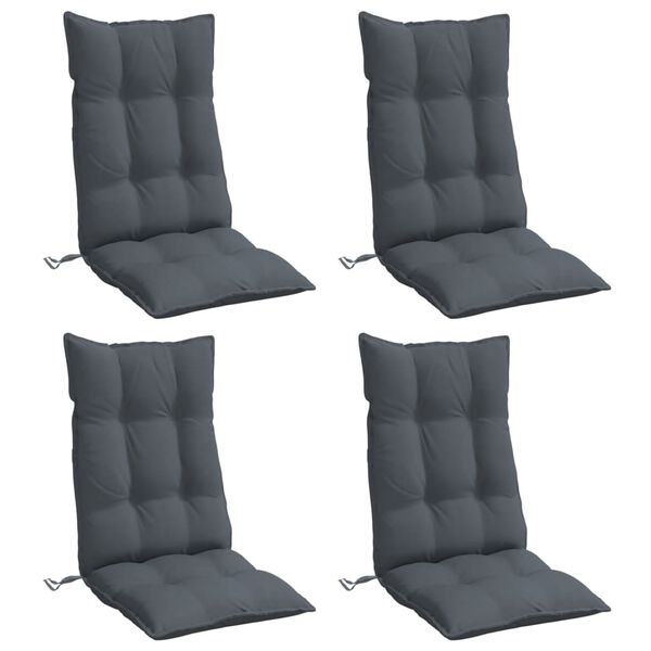 vidaXL Coussins de chaise à dossier haut lot de 4 anthracite