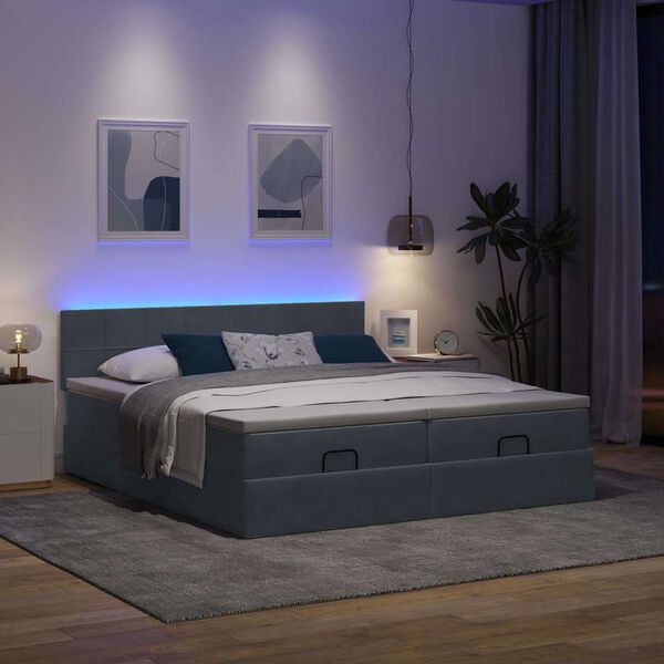 VidaXL Cadre de lit ottoman avec matelas gris foncé 160x200cm velours