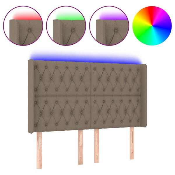 vidaXL T&ecirc;te de lit &agrave; LED Taupe 147x16x118/128 cm Tissu