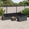 vidaXL Salon de jardin 10 pcs avec coussins noir r&eacute;sine tress&eacute;e
