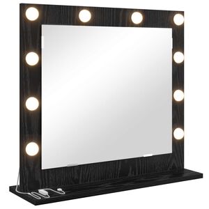 vidaXL Miroir de vanit&eacute; Rectangulaire Ch&ecirc;ne noir 60 x 55 x 18 cm