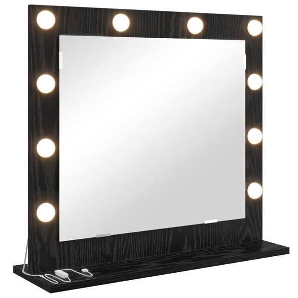 vidaXL Miroir de vanit&eacute; Rectangulaire Ch&ecirc;ne noir 60 x 55 x 18 cm