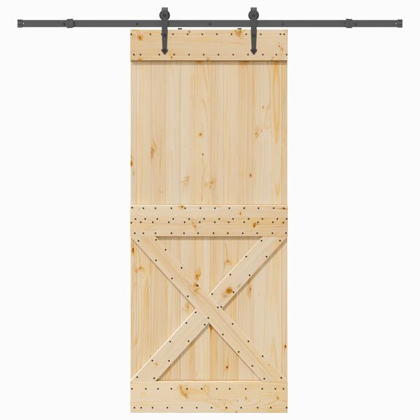 vidaXL Porte coulissante et kit de quincaillerie 95x210 cm pin massif