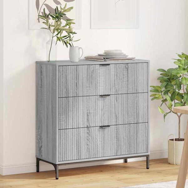 vidaXL Buffet Gris Sonoma 79,5 x 33 x 82 cm Bois d'ing&eacute;nierie