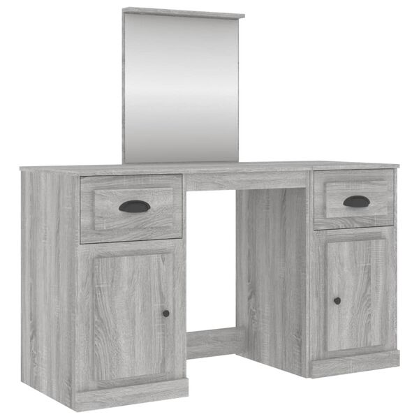 vidaXL Coiffeuse avec miroir sonoma gris 130x50x132,5 cm