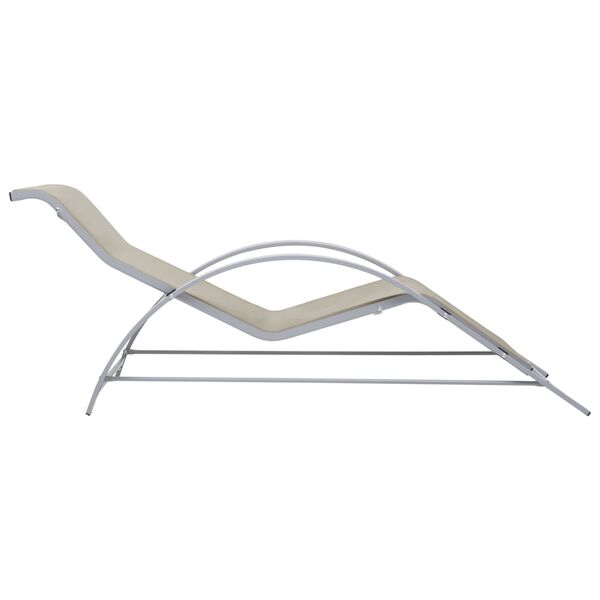 vidaXL Chaise longue textil&egrave;ne et aluminium cr&egrave;me