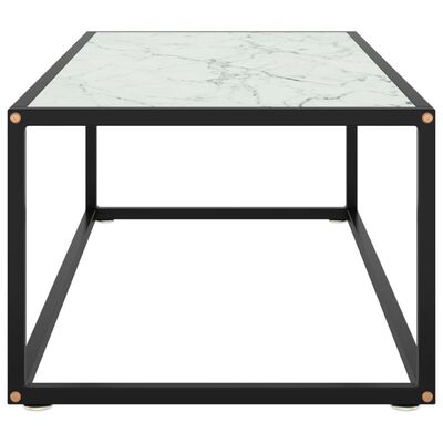 vidaXL Table basse Noir avec verre marbre blanc 100x50x35 cm