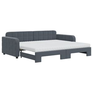 vidaXL Lit de jour avec gigogne et matelas gris fonc&eacute; 90x200cm velours