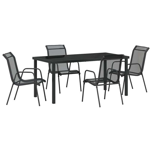 vidaXL Ensemble de salle &agrave; manger pour jardin 5 pcs Noir