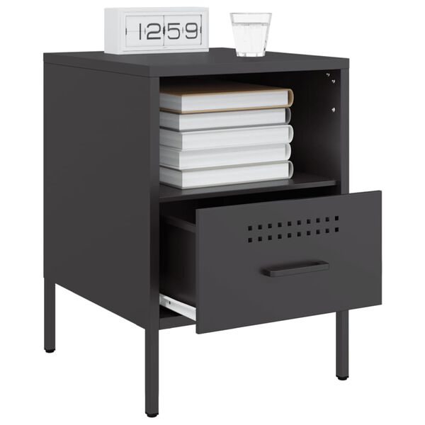 vidaXL Tables de chevet 2 pcs noir 36x39x50,5 cm acier