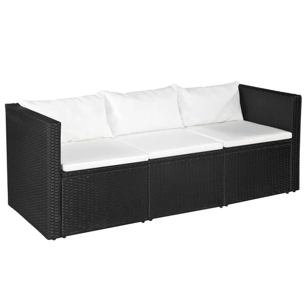 vidaXL Salon de jardin 4 pcs r&eacute;sine tress&eacute;e noir et blanc