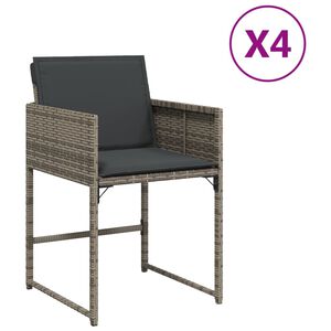 vidaXL Chaises de jardin avec coussins lot de 4 gris r&eacute;sine tress&eacute;e