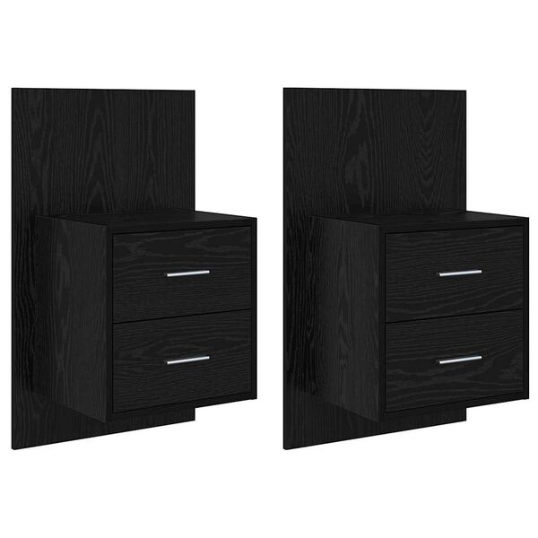 vidaXL Cabinet de chevet mural 2 pcs Ch&ecirc;ne noir 48,5 x 32,5 x 80 cm