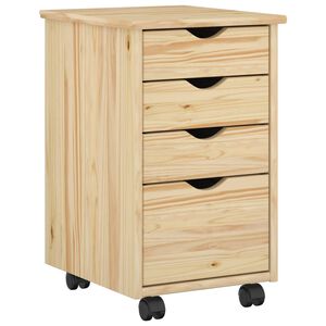 vidaXL Cabinet roulant avec roue Marron 34 x 39 x 56 cm Pin massif