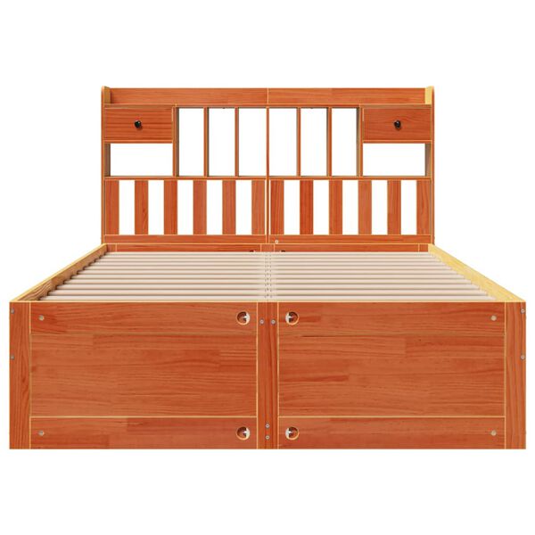 vidaXL Lit biblioth&egrave;que sans matelas cire marron 140x200 cm pin massif
