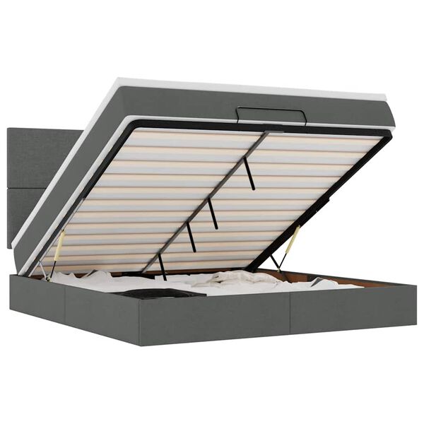 VidaXL Cadre de lit ottoman avec matelas gris fonc&eacute; 160x200cm tissu