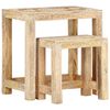 vidaXL Tables d'appoint peintes &agrave; la main 2pcs Bois de Manguier solide