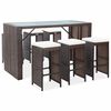 vidaXL Ensemble de bar de jardin 7 pcs coussins R&eacute;sine tress&eacute;e Marron