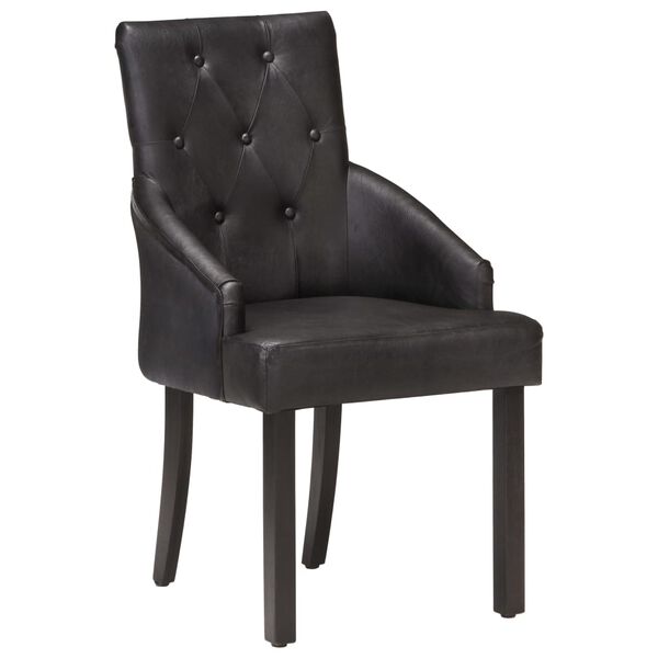 vidaXL Chaises &agrave; manger lot de 6 noir cuir de ch&egrave;vre v&eacute;ritable