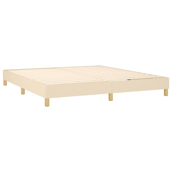 vidaXL Sommier &agrave; lattes de lit avec matelas Cr&egrave;me 180x200 cm Tissu
