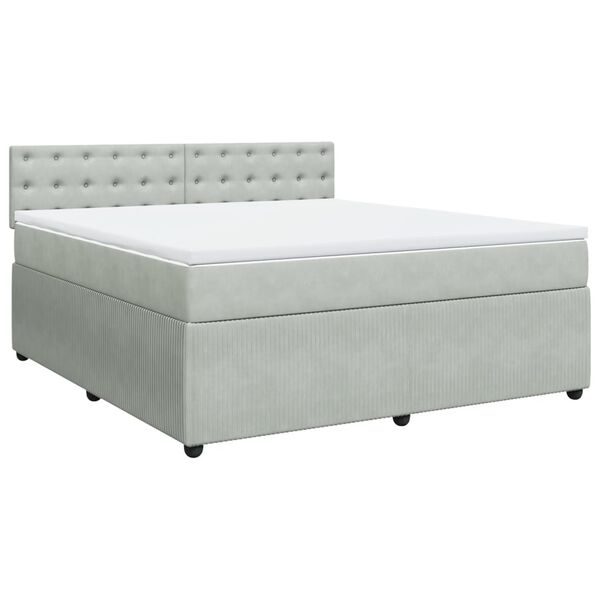 vidaXL Sommier &agrave; lattes de lit et matelas Gris clair 180x200cm Velours
