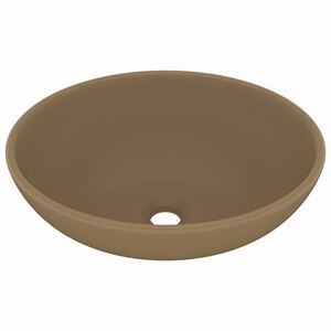 vidaXL Lavabo ovale de luxe Cr&egrave;me mat 40x33 cm C&eacute;ramique