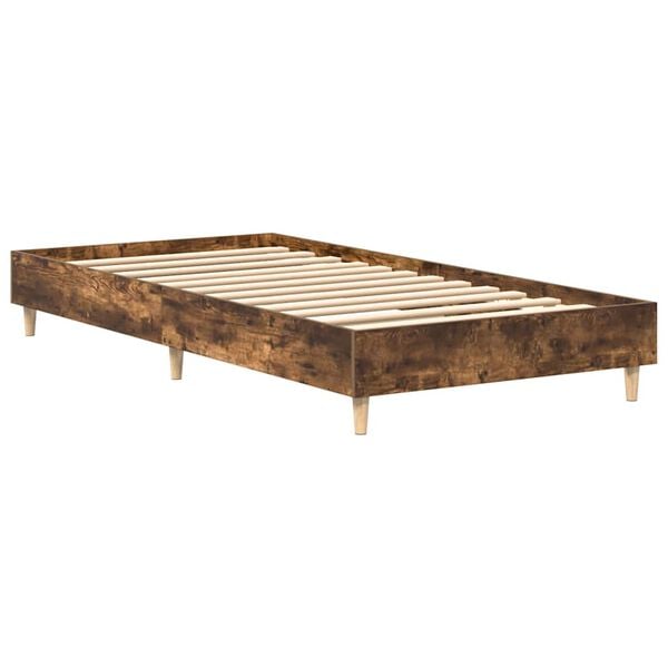 vidaXL Cadre de lit sans matelas ch&ecirc;ne fum&eacute; 75x190cm bois d'ing&eacute;nierie