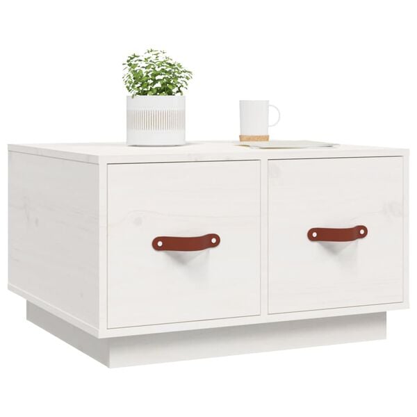 vidaXL Table basse Blanc 60x53x35 cm Bois massif de pin