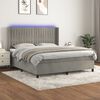 vidaXL Sommier &agrave; lattes de lit matelas et LED Gris clair 160x200 cm