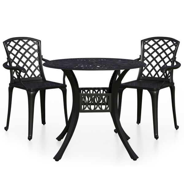 vidaXL Ensemble de bistro 3 pcs Aluminium coulé Noir