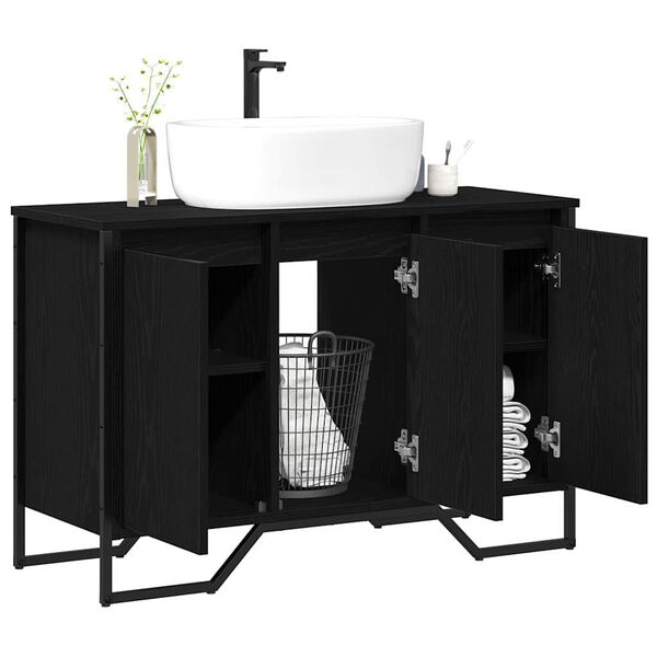 vidaXL Cabinet Sous &Eacute;vier Ch&ecirc;ne noir 91 x 35 x 60 cm Bois d'ing&eacute;nierie