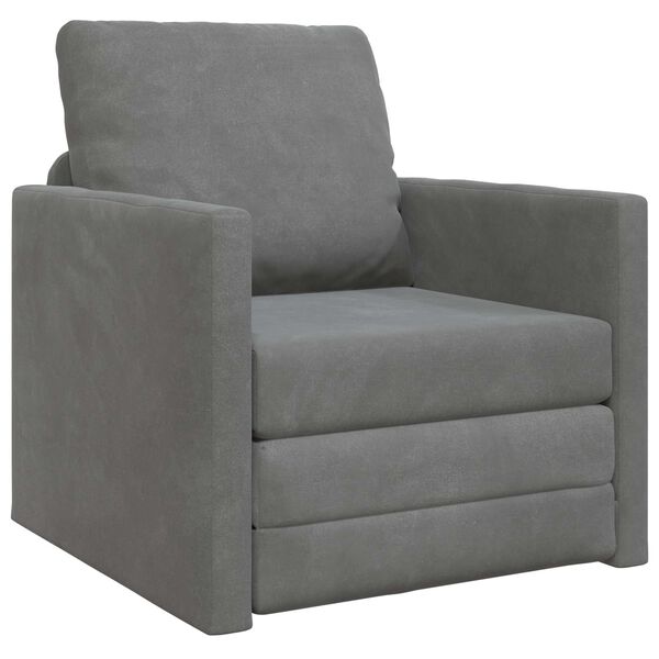 vidaXL Canap&eacute;-Lit 60cm Gris fonc&eacute; Velours