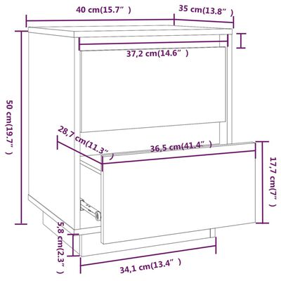 vidaXL Tables de chevet 2 pcs Blanc 40x35x50 cm Bois de pin solide