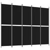 vidaXL Cloison de s&eacute;paration 5 panneaux Noir 250x200 cm Tissu