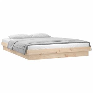 vidaXL Cadre de lit &agrave; LED sans matelas 140x200 cm bois massif