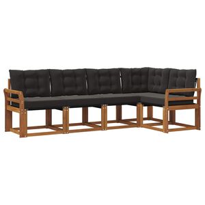 vidaXL Ensemble de canap&eacute;s d'ext&eacute;rieur 5 pcs Naturel et Noir