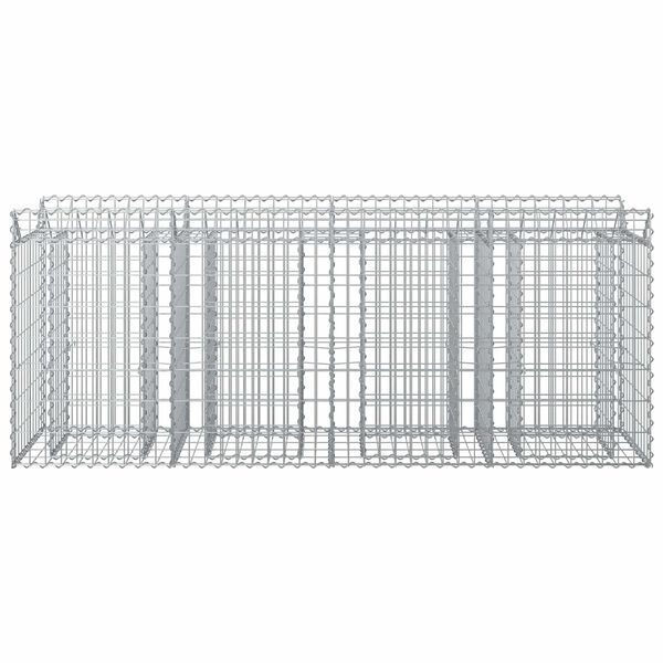 vidaXL Lit sur&eacute;lev&eacute; gabion 2 pcs Argent&eacute; 200 x 50 x 80 cm